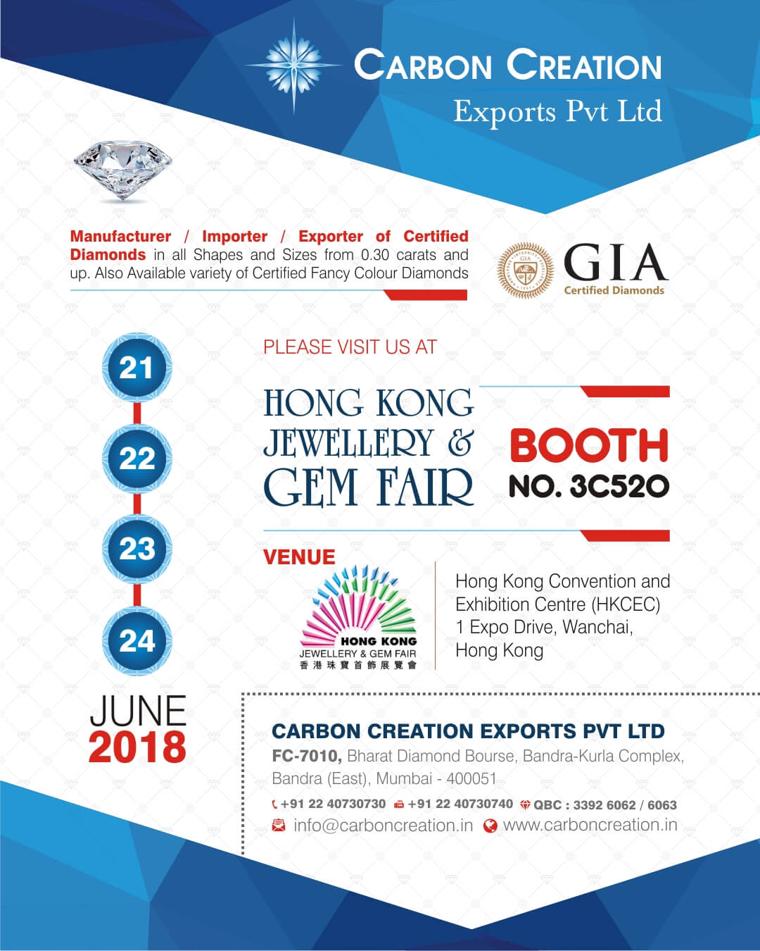 JEWELLERY & GEM FAIR – JUNE 2018 (HONG KONG)